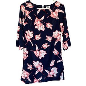 Old Navy Dress Womens Extra Small XS Blue Floral Lined 3/4 Sleeve